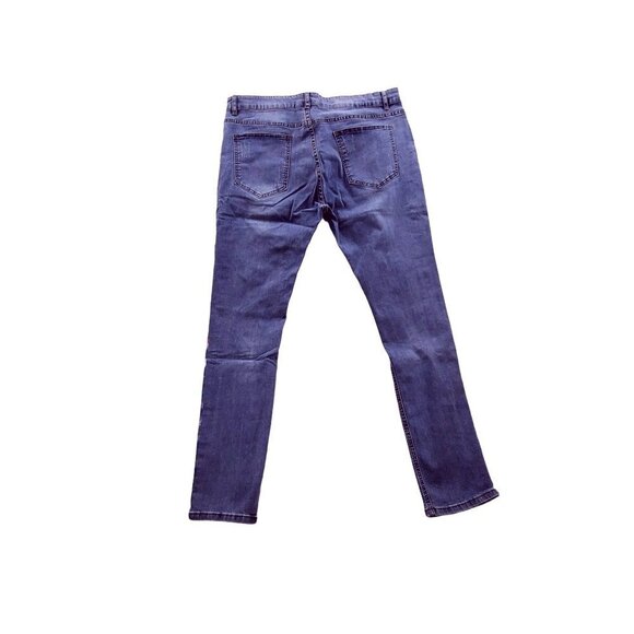 Shein Size 36 Paint Splash Green Fiber Distressed Ripped Light Wash Jean… - Picture 3 of 9